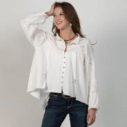 Ivory Lace Long Sleeve Top -Western Cowboy Equipment Shop 98994 alt2