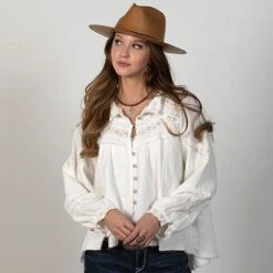 Ivory Lace Long Sleeve Top -Western Cowboy Equipment Shop 98994 alt3