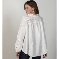 Ivory Lace Long Sleeve Top -Western Cowboy Equipment Shop 98994 alt4