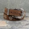 Ariat Brown Floral Crystal Concho Belt