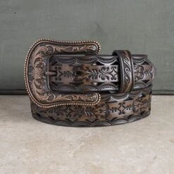 Ariat Brown Leather Tooled Belt