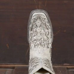 Corral White Glitter Inlay And Crystals Square Toe -Western Cowboy Equipment Shop A3397 T