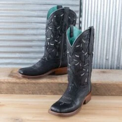 Corral Black Smooth Ostrich Boots