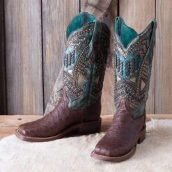 Corral Brown Full Quill Ostrich Boots