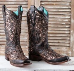Corral Rose Gold Glitter Inlay Boots