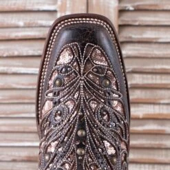 Corral Rose Gold Glitter Inlay Boots -Western Cowboy Equipment Shop A4127 toe