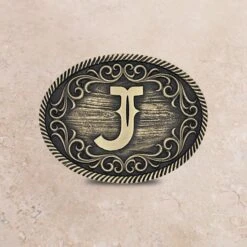 Montana Silversmiths Filigree Initial Attitude Buckle -Western Cowboy Equipment Shop A915 J