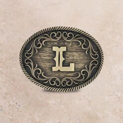 Montana Silversmiths Filigree Initial Attitude Buckle -Western Cowboy Equipment Shop A915 L
