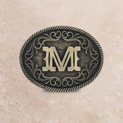 Montana Silversmiths Filigree Initial Attitude Buckle -Western Cowboy Equipment Shop A915 M