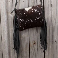 American Darling Black Acid Wash Cowhide Crossbody