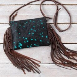 American Darling Turquoise Acid Wash Hair On Crossbody