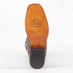 Corral Turquoise And Brown Embroidered Overlay Boots -Western Cowboy Equipment Shop C3768 sole