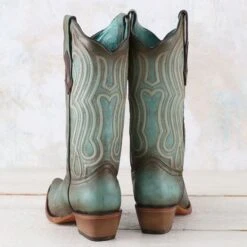 Corral Turquoise Embriodery Snip Toe Boots -Western Cowboy Equipment Shop C3870 heel