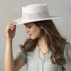 Country Grace Rosalee Wool Felt Boater Hat -Western Cowboy Equipment Shop CG0419 alt2