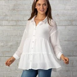 Country Grace White Tiered Top 10 Country Grace White Tiered Top -Western Cowboy Equipment Shop CG09233 alt2