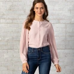 Country Grace Pleated Pink Top