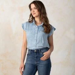 Country Grace Denim Button Down Top -Western Cowboy Equipment Shop CG415 alt2