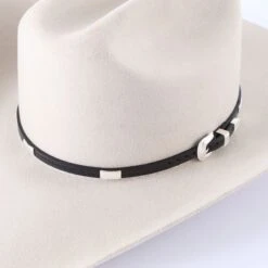 Black Leather Hatband With Conchos
