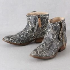 Dingo Clementine Grey Snake Print Boots