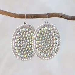 806 By Pink Panache Oval Crystal Earrings