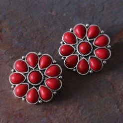 Red Cluster Earrings