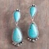 Turquoise Teardrop Post Earrings -Western Cowboy Equipment Shop E625