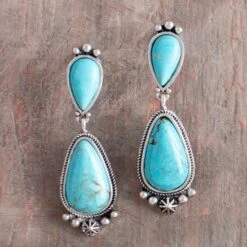 Turquoise Teardrop Post Earrings