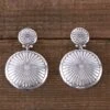 Silver Round Double Concho Earrings -Western Cowboy Equipment Shop E691