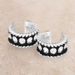 Montana Silversmiths Rope Cz Cuff Earrings