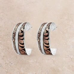 Montana Silversmiths Montana Rose Gold Feather Hoop Earrings