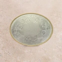 Montana Silversmiths German Silver Gold Trim Buckle