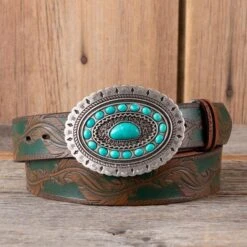 Hooey Turquoise Feather Belt