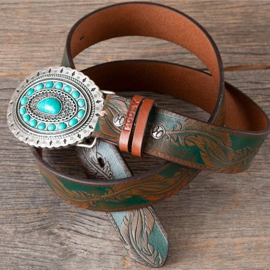 Hooey Turquoise Feather Belt 4 Hooey Turquoise Feather Belt - Image 2