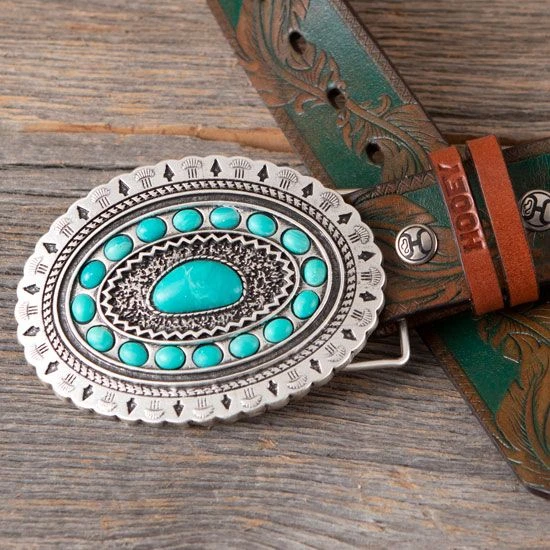 Hooey Turquoise Feather Belt 5 Hooey Turquoise Feather Belt - Image 3