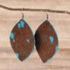 Turquoise Acid Wash Cowhide Earrings 1 Turquoise Acid Wash Cowhide Earrings -Western Cowboy Equipment Shop JJ204P