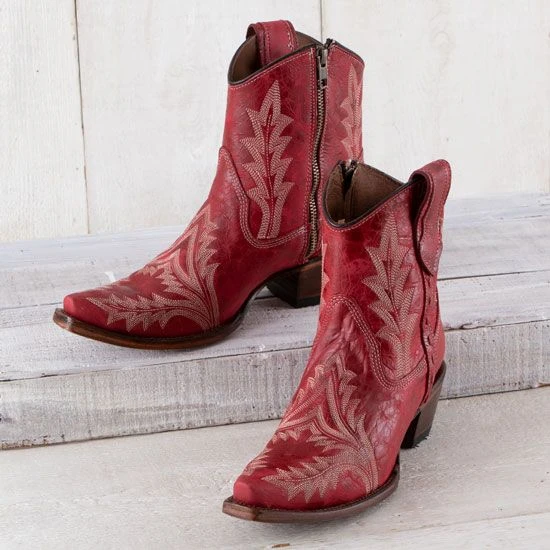 Circle G Red Embroidery Ankle Boots 3 Circle G Red Embroidery Ankle Boots