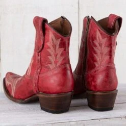 Circle G Red Embroidery Ankle Boots 11 Circle G Red Embroidery Ankle Boots -Western Cowboy Equipment Shop L5704 heel