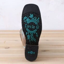 Corral Circle G Peanut And Turquoise Embroidered Boots -Western Cowboy Equipment Shop L5722 sole