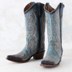 Corral Circle G Blue Jean Embroidery Boots
