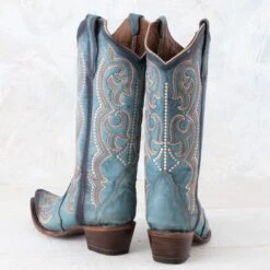 Corral Circle G Blue Jean Embroidery Boots -Western Cowboy Equipment Shop L5869 heel