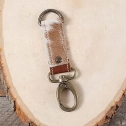 Brown And White Hair-on Key Fob