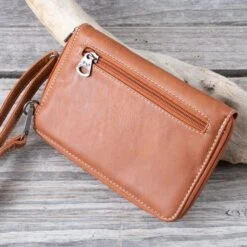Amarillo Tan Tooled Phone Case Crossbody -Western Cowboy Equipment Shop MW629 back