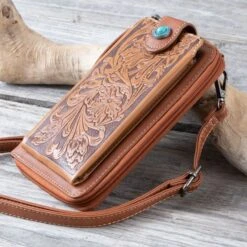 Amarillo Tan Tooled Phone Case Crossbody -Western Cowboy Equipment Shop MW629 side