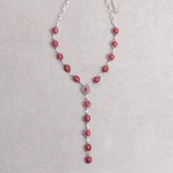 Red Concho Lariat Necklace