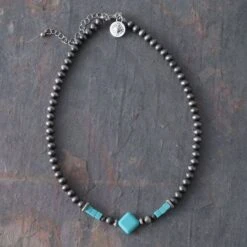 Turquoise Diamond Navajo Pearl Choker
