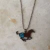Pewter Galloping Horse Necklace -Western Cowboy Equipment Shop N885