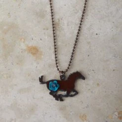 Pewter Galloping Horse Necklace