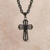 Montana Silversmiths Gunmetal Cross Necklace -Western Cowboy Equipment Shop NC4025