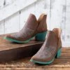 Corral Circle G Brown And Turquoise Booties -Western Cowboy Equipment Shop Q0099