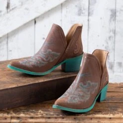 Corral Circle G Brown And Turquoise Booties